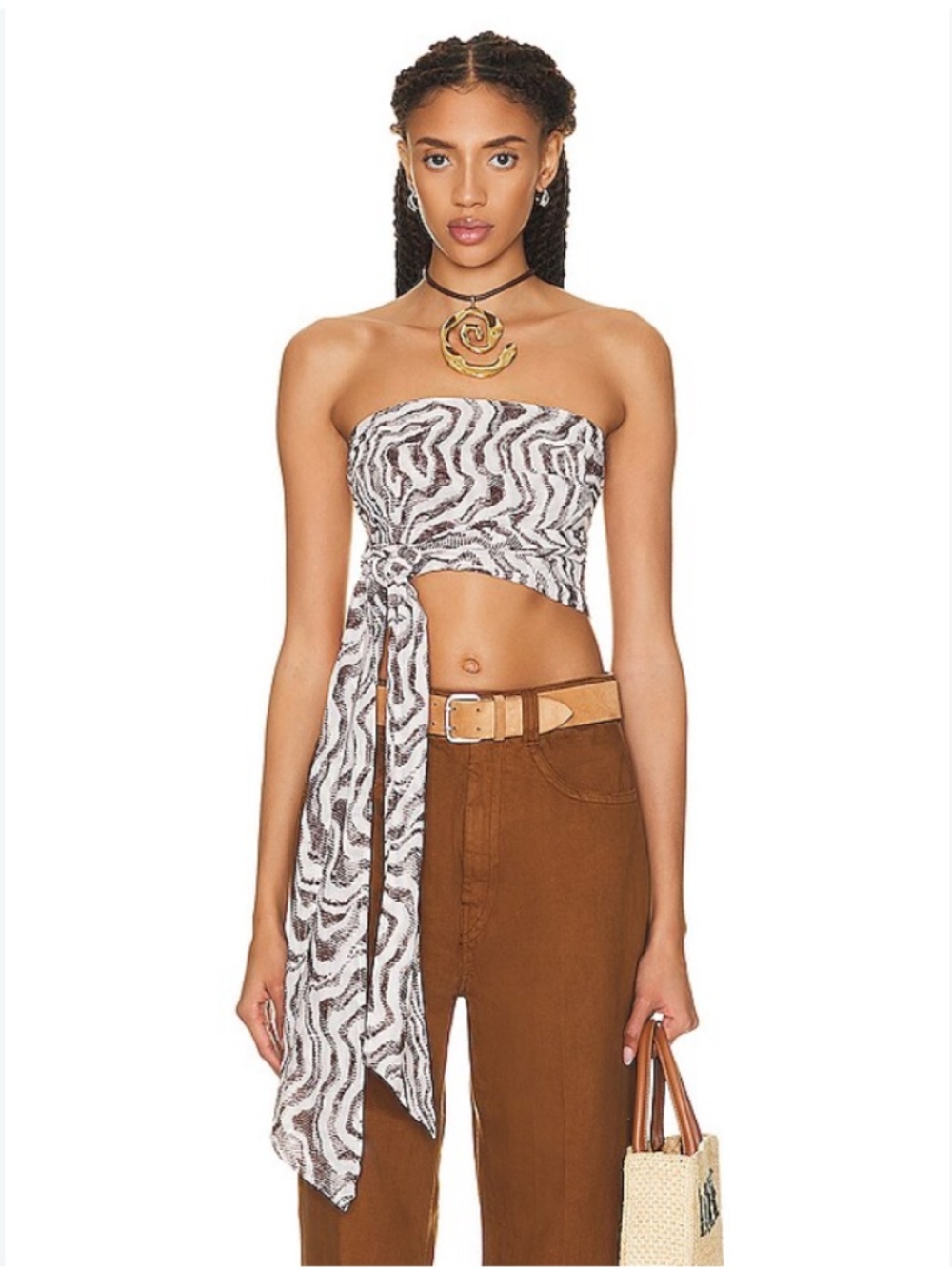 Ganni Light Cotton Wrap Scarf Top in Egret